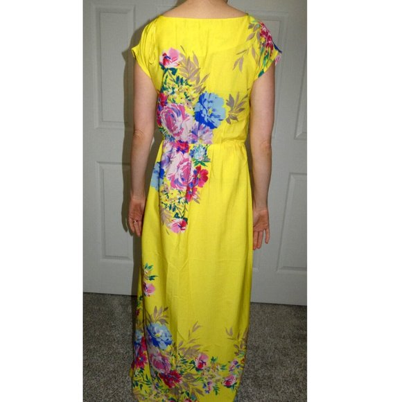 Atmosphere Size 2 Long Prom Dress Yellow Lightweight Floral Chiffon Modest Style - Picture 3 of 9